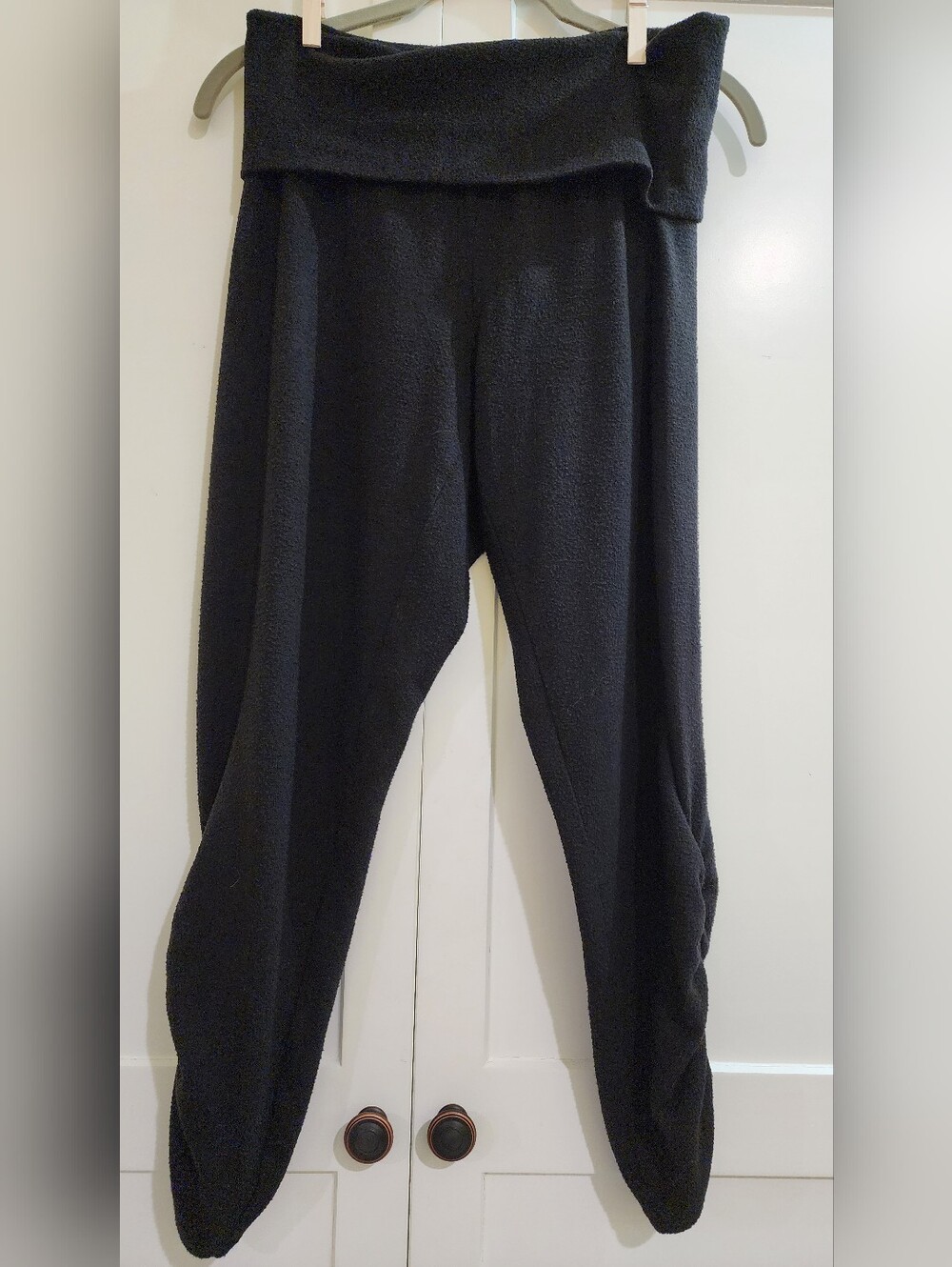 Cozy Fold-Over Waist Black Lounge Pants